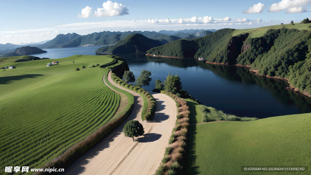 山川河流道路旁湖泊