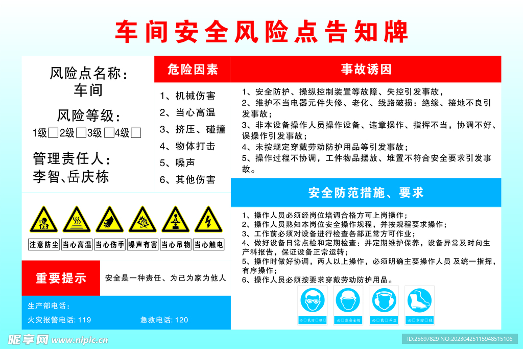 车间风险告知牌