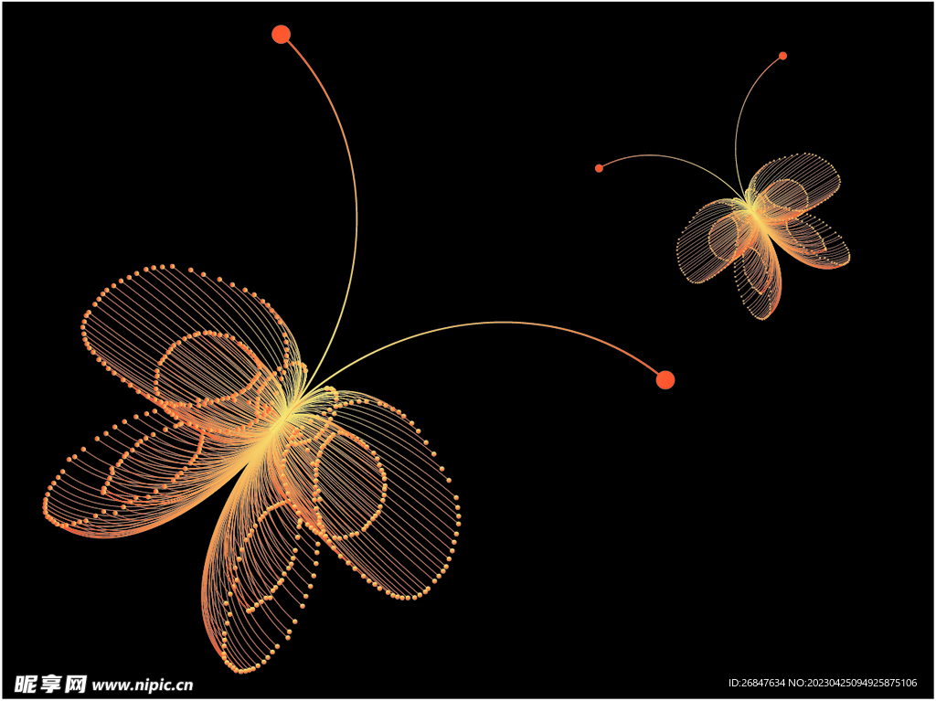 线条蝴蝶橘黄渐变