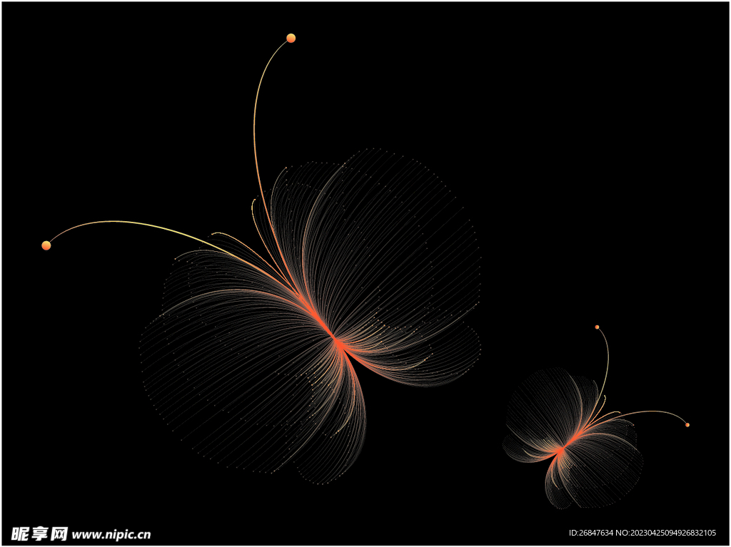 线条炫光蝴蝶橘色渐变