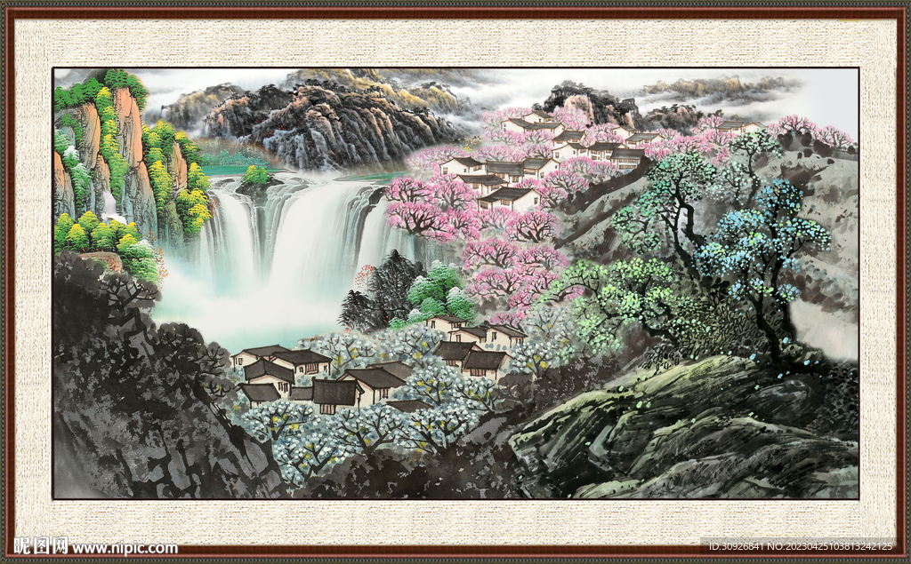 聚宝盆山水画 