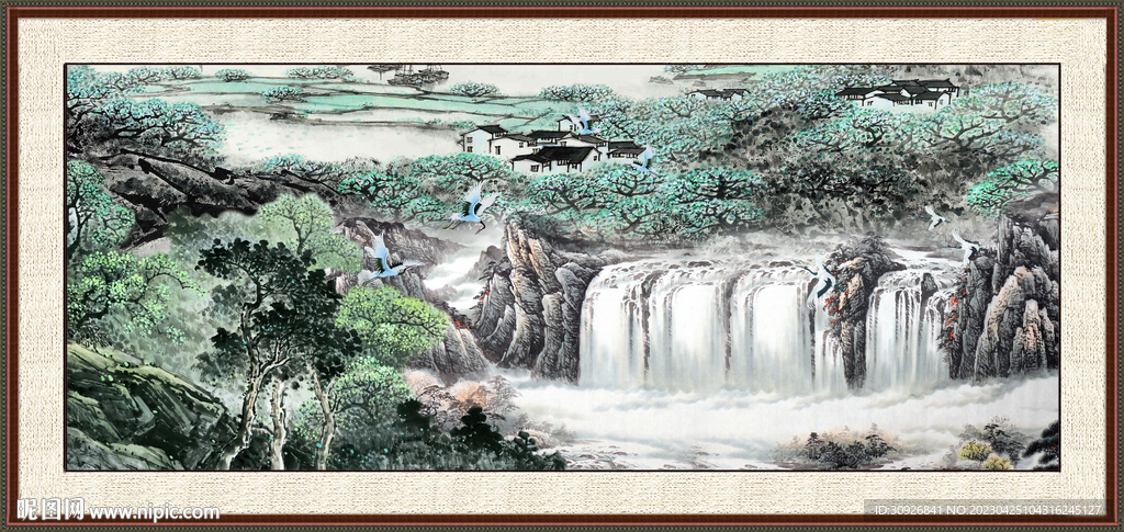 聚宝盆山水画 