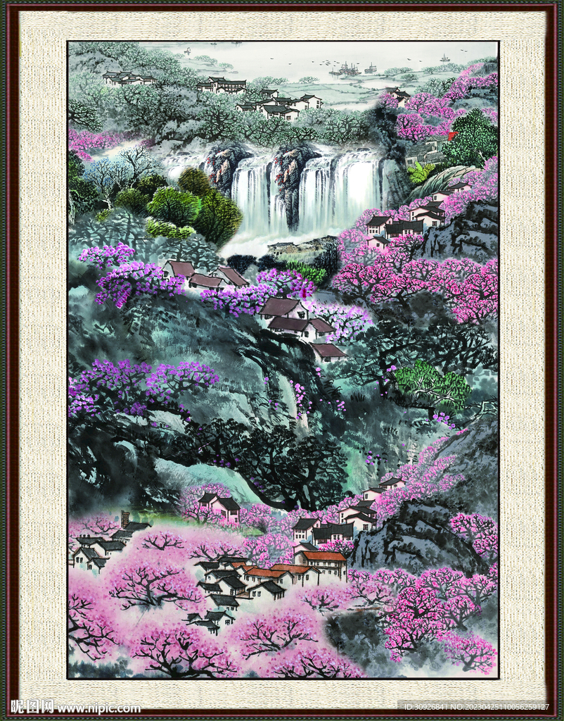 聚宝盆山水画 