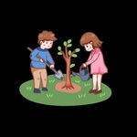 植树节人物插画