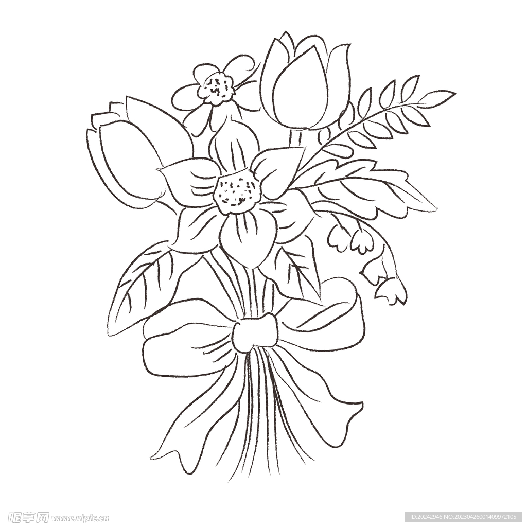 花卉黑白线稿  