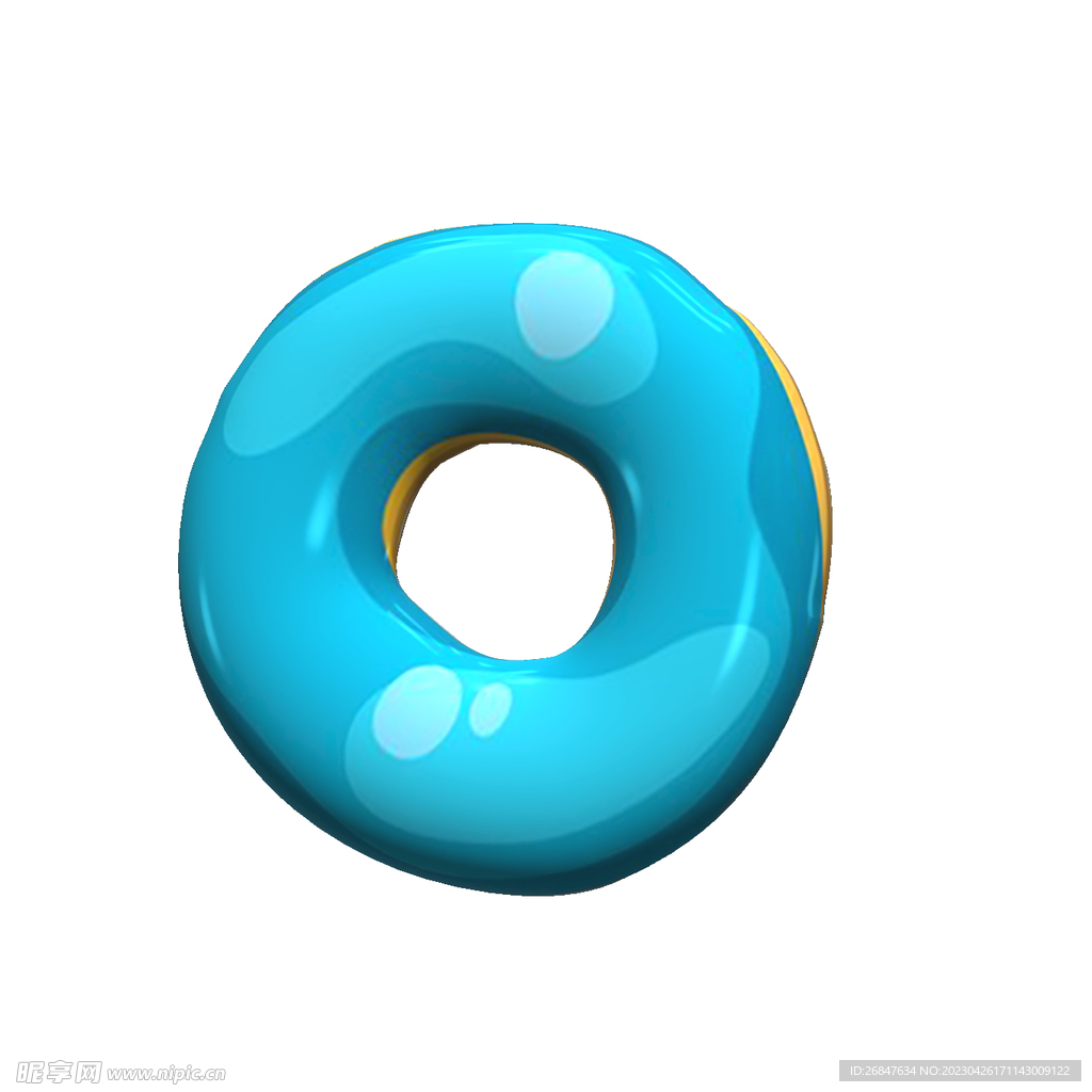 3D蓝色甜甜圈