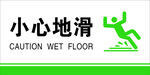 小心地滑门牌