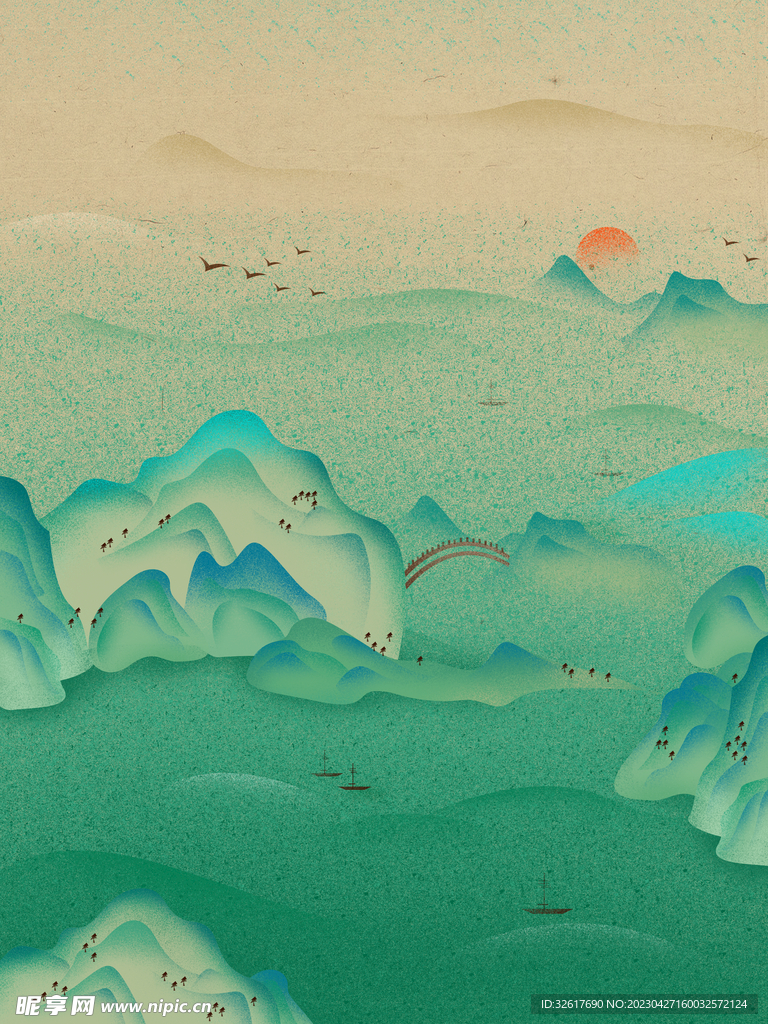 古风水墨山水背景