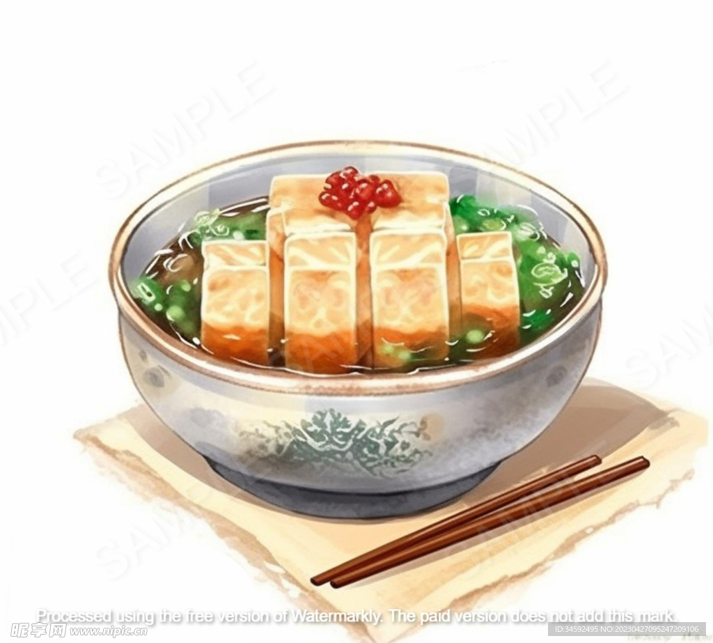 红油豆腐插画