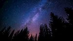 夜晚树林上的星空