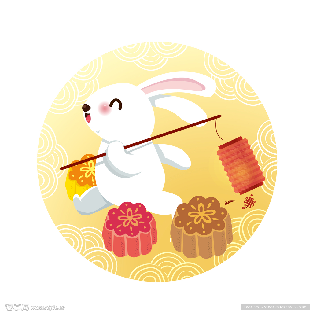 月饼 中秋节 兔子 灯笼