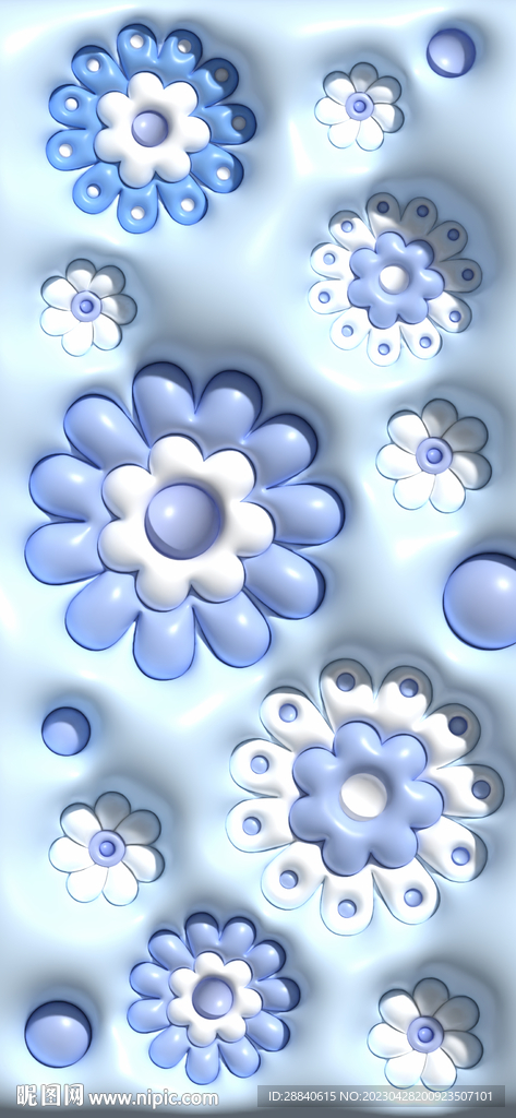 蓝色小花花3D膨胀壁纸