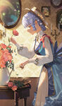 美女插花