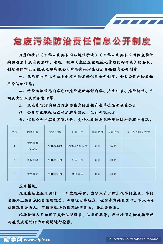 环境保护制度标牌