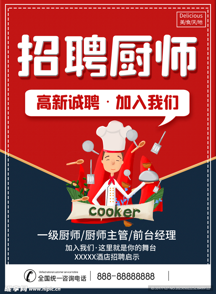 厨师招聘海报
