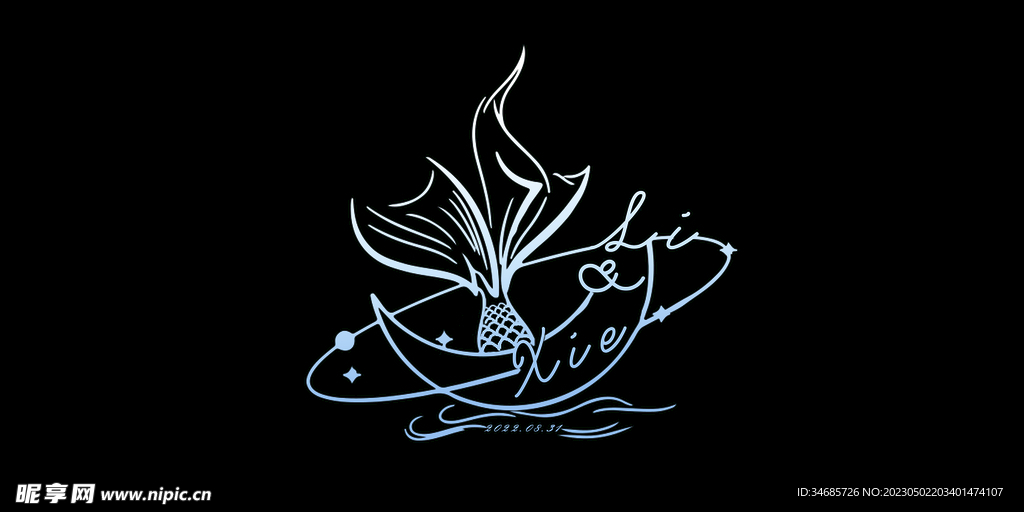 海洋元素婚礼logo