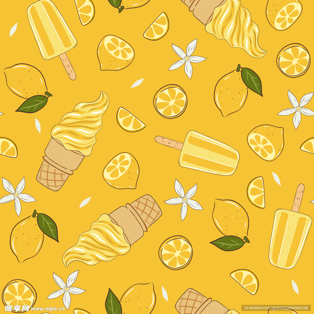 柠檬冰淇淋图案