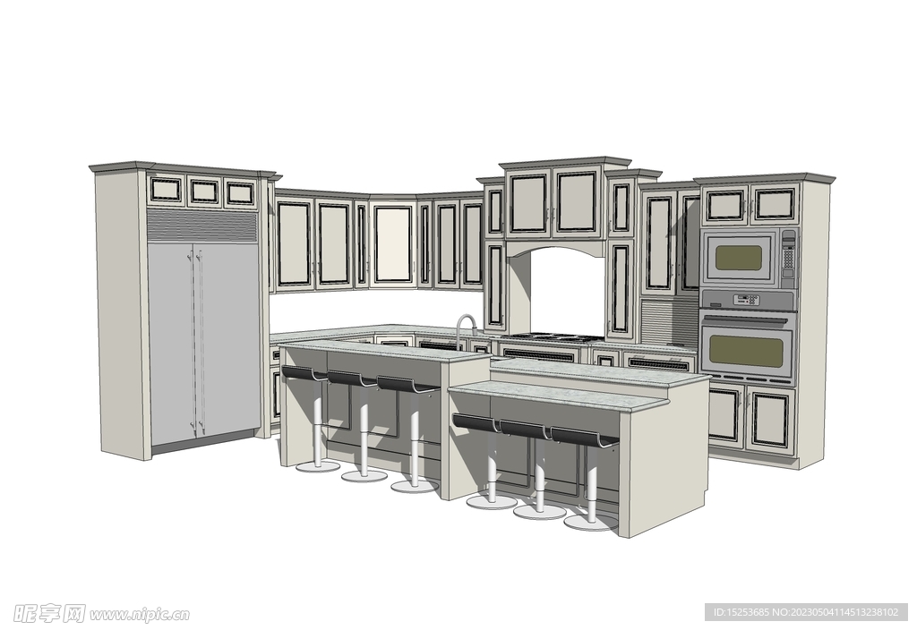 大型家具厨房吧台模型