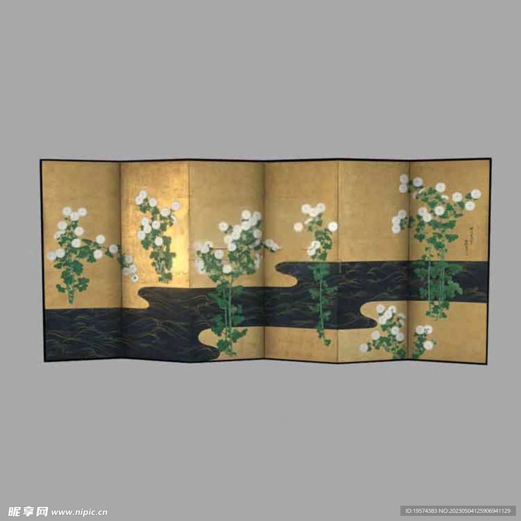 C4D模型古风屏风