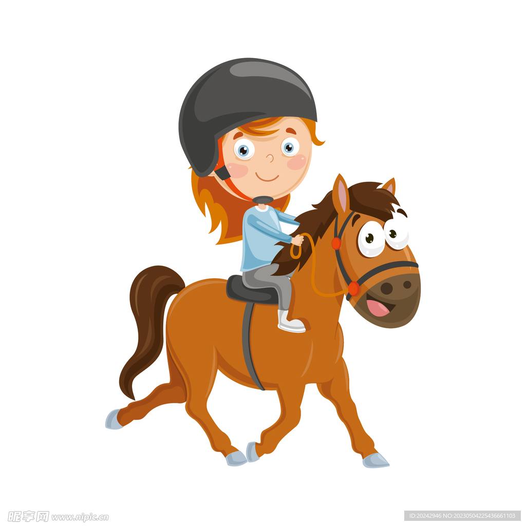 卡通小男孩骑马插画图片素材_ID:422236124-Veer图库