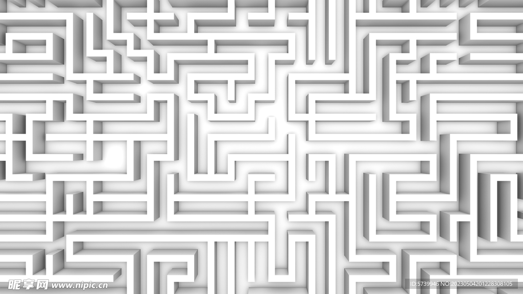 白色迷宫多边形墙体几何背景图片