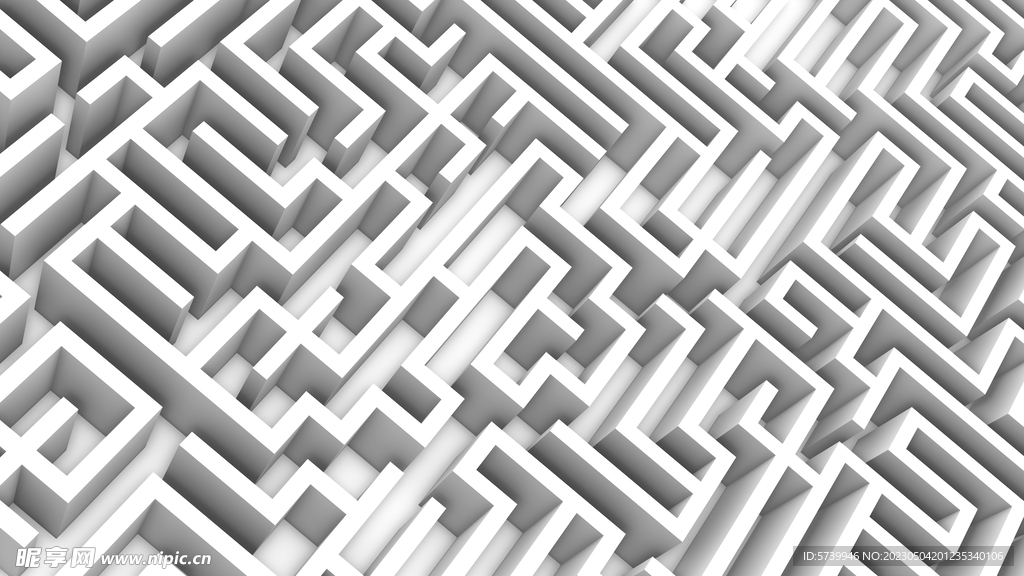 白色迷宫多边形墙体几何背景图片