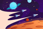 宇宙太空飞碟火箭星球生日宴背景