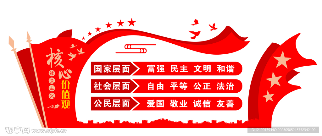 党建核心价值观文化墙