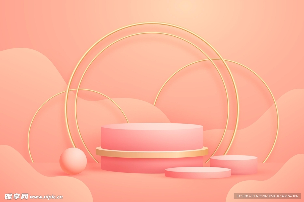 抽象几何金箔3d形状