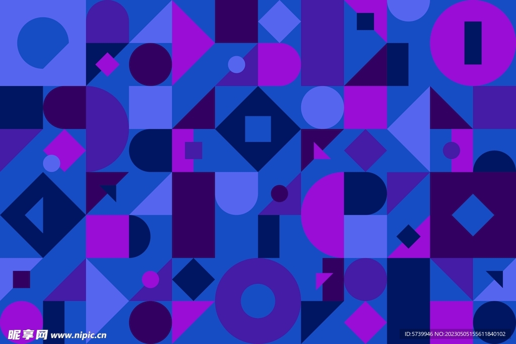 蓝紫色几何马赛克堆叠素材
