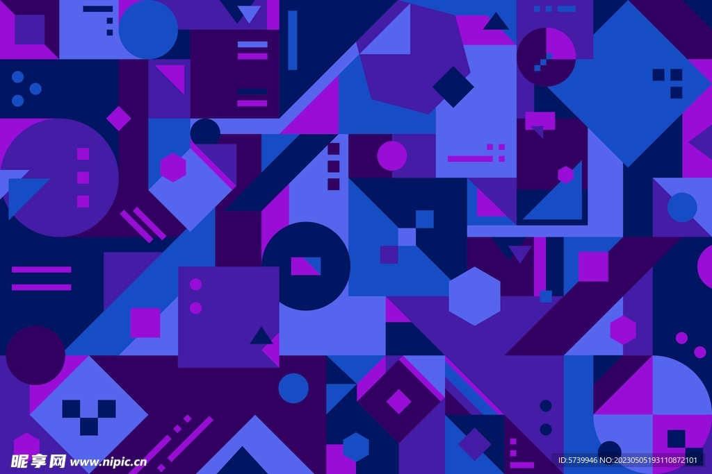 紫色炫彩几何马赛克堆叠素材 