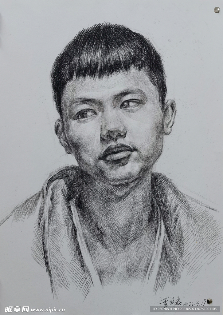 碳铅素描碳画-美术高考类型人像