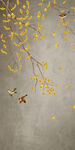 中式花鸟手绘工笔银杏花