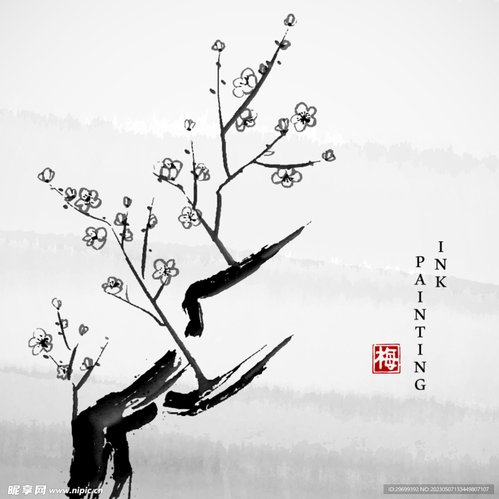 水墨花