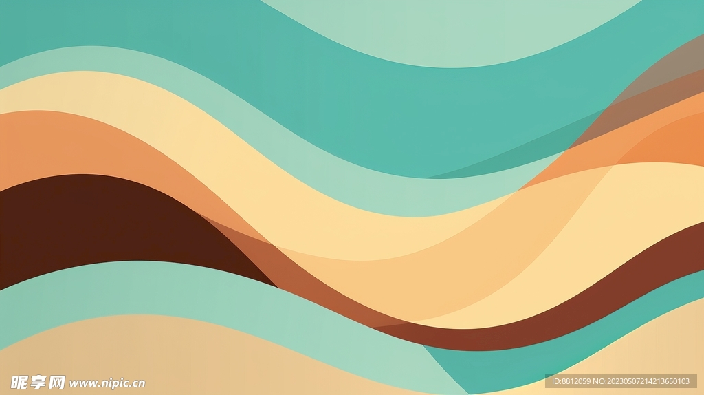 极简抽象棕色黄色波浪背景