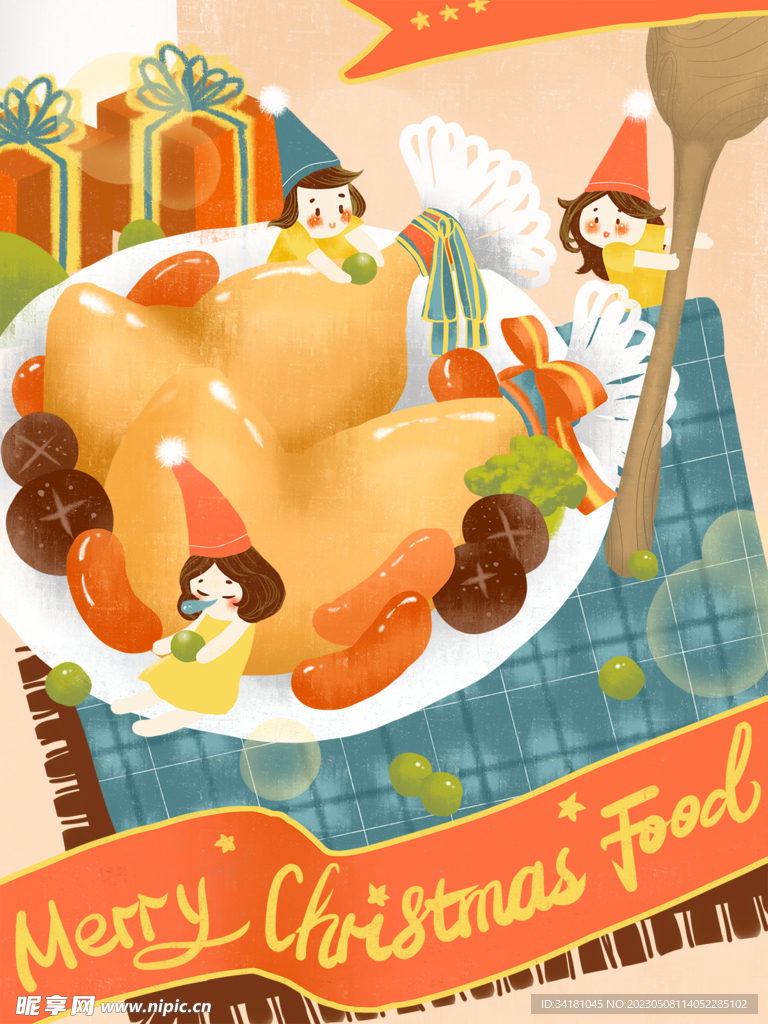 鸡腿插图美食