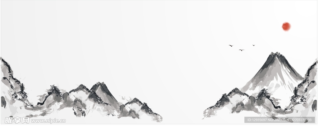 水墨山峦背景