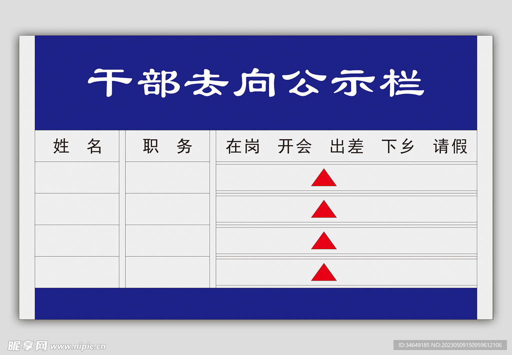 人员去向牌