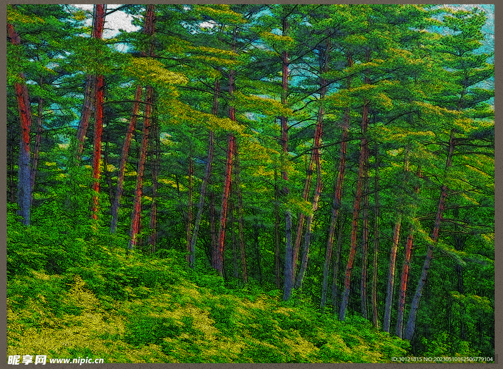 树林油画