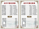 足疗店价目表