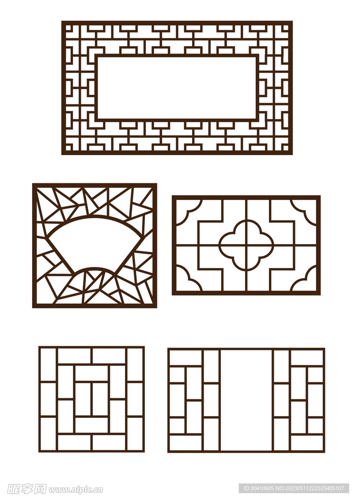 古代方形窗户边框合集