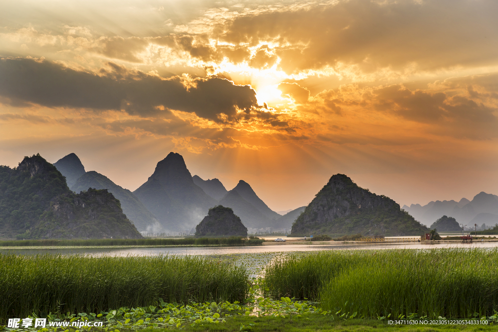 夕阳西下落日晚霞自然风光