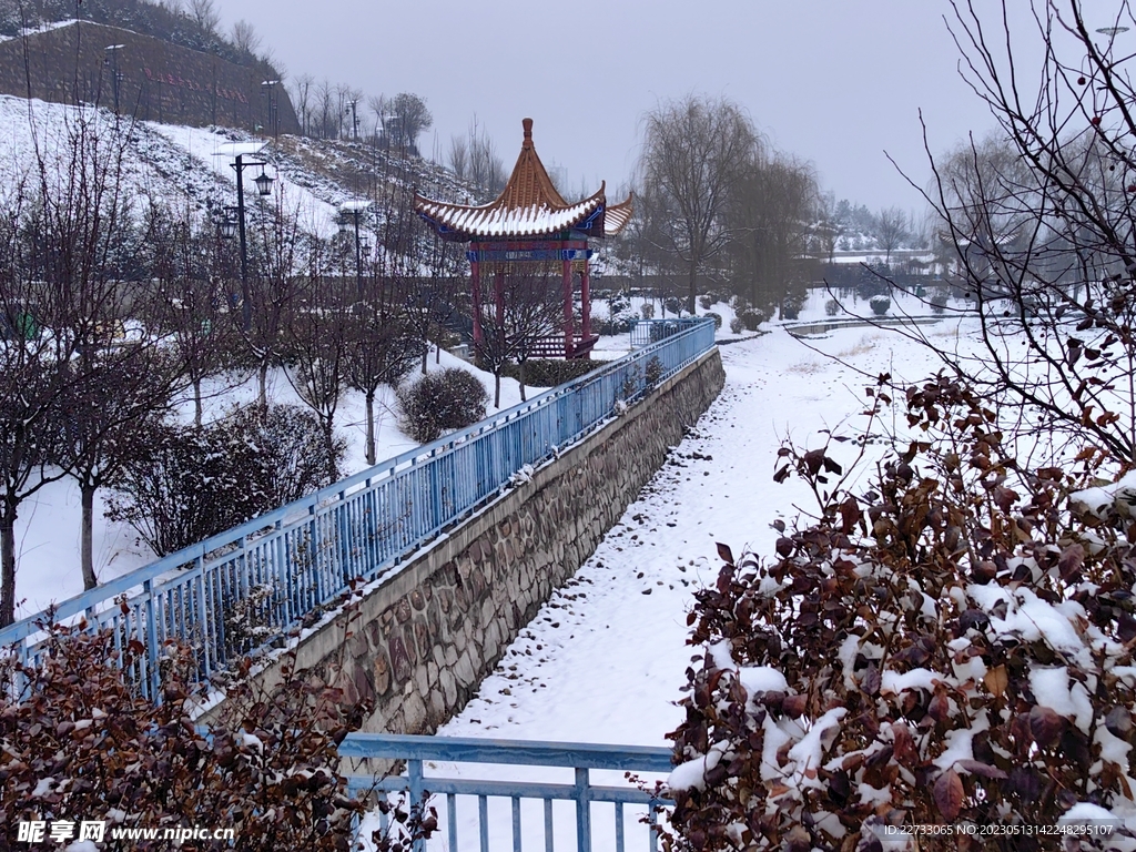 公园雪景