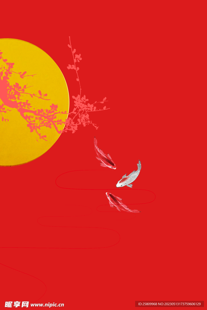 红色锦鲤背景         