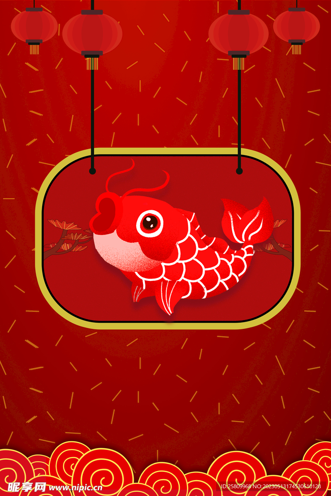 红色锦鲤背景         
