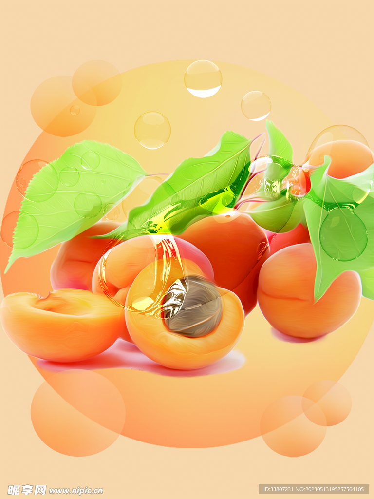 蜜桃插画水果插画
