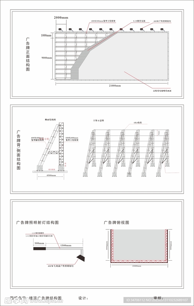 路边看板广告牌结构图