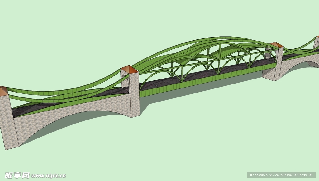 绿色网状桥SU模型