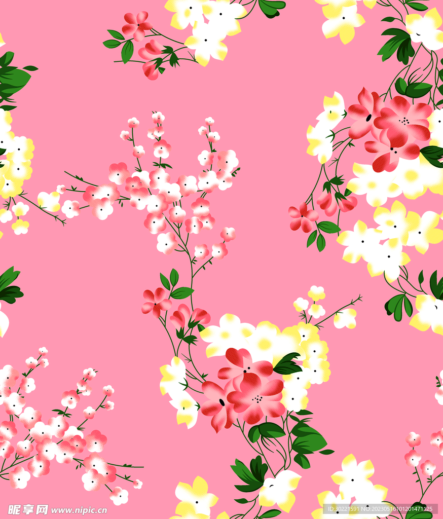 手绘 乱花