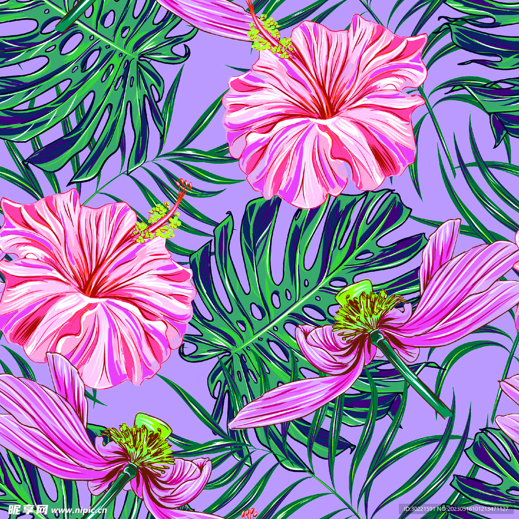 热带植物 水彩花